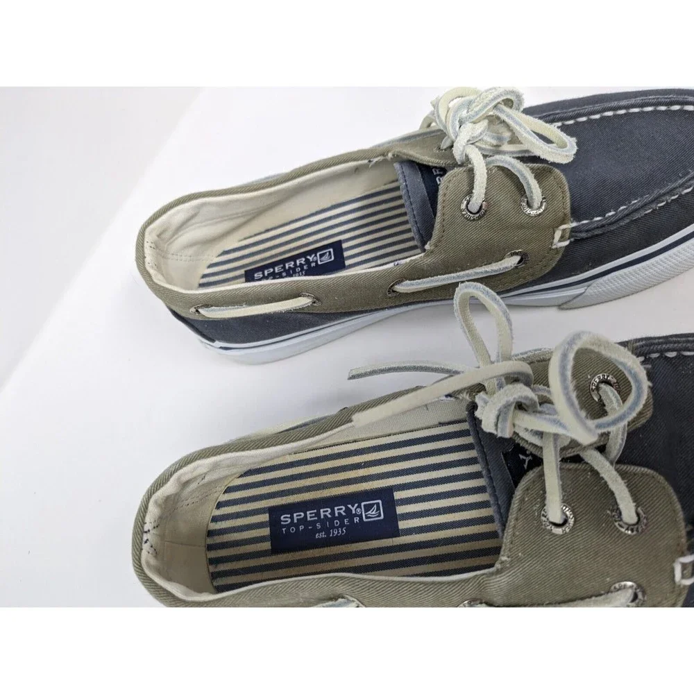 Sperry Top-Sider Bahama Boat Shoe 2 Eye Navy Blue Khaki STS10804 Mens 9M